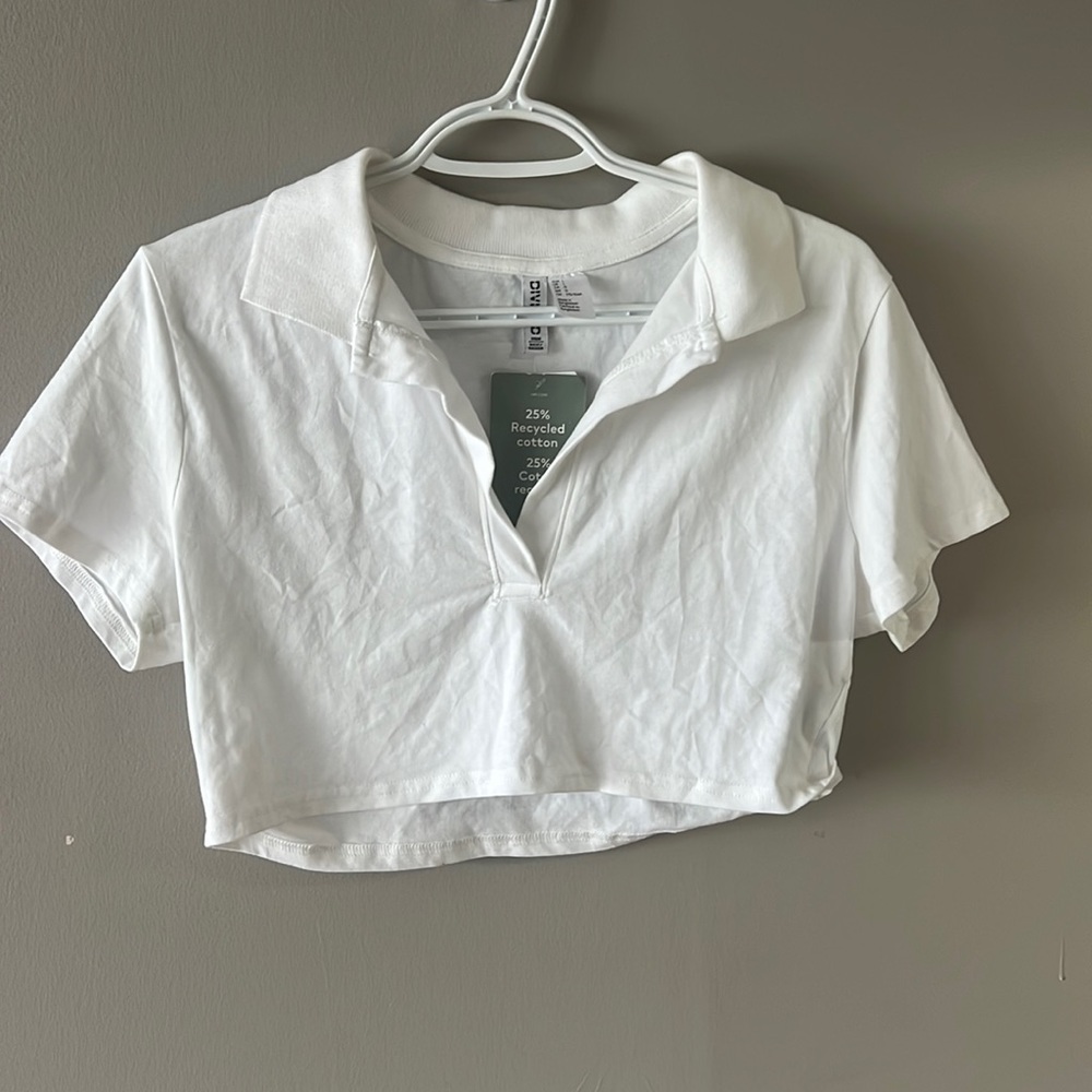 H&M Collared Button Crop Top